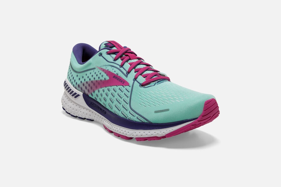 Adrenaline GTS 21 Road Brooks Running Shoes NZ Womens - Turquoise/Pink - ETAFYM-340